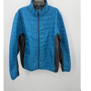 Spyder Men's Blue and Gray Puffer Jacket